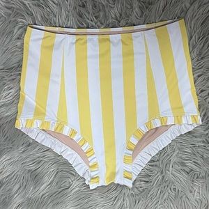 Kortni Jeane yellow stripe ruffled swim bottoms